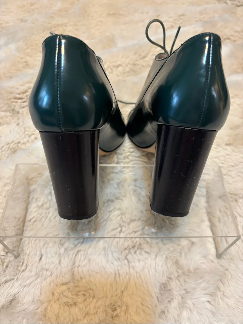 Kate Spade New York Green Patent Leather Lace Up Heels 5.5 W Made Italy